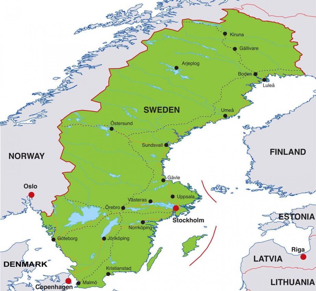 capital de Suècia mapa