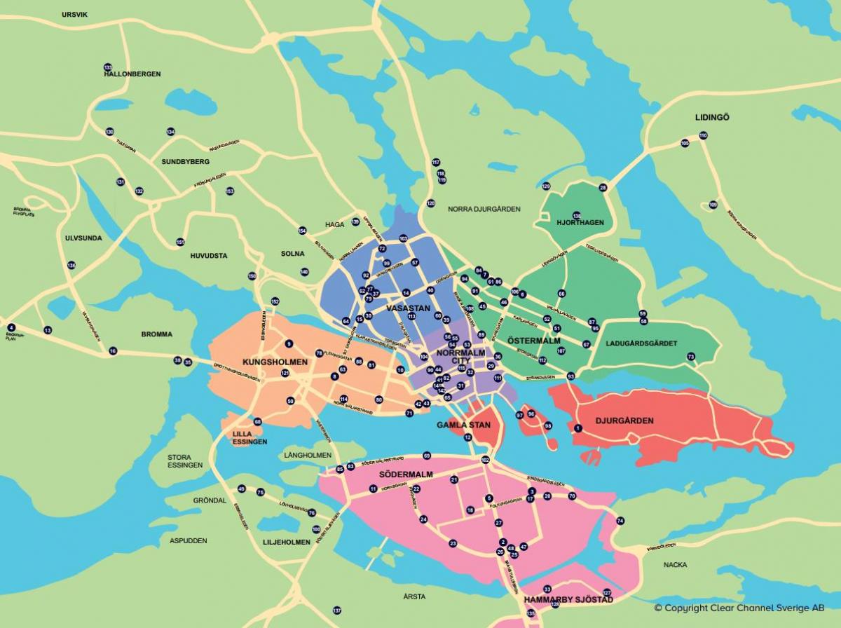 mapa de la ciutat amb bicicleta mapa Estocolm