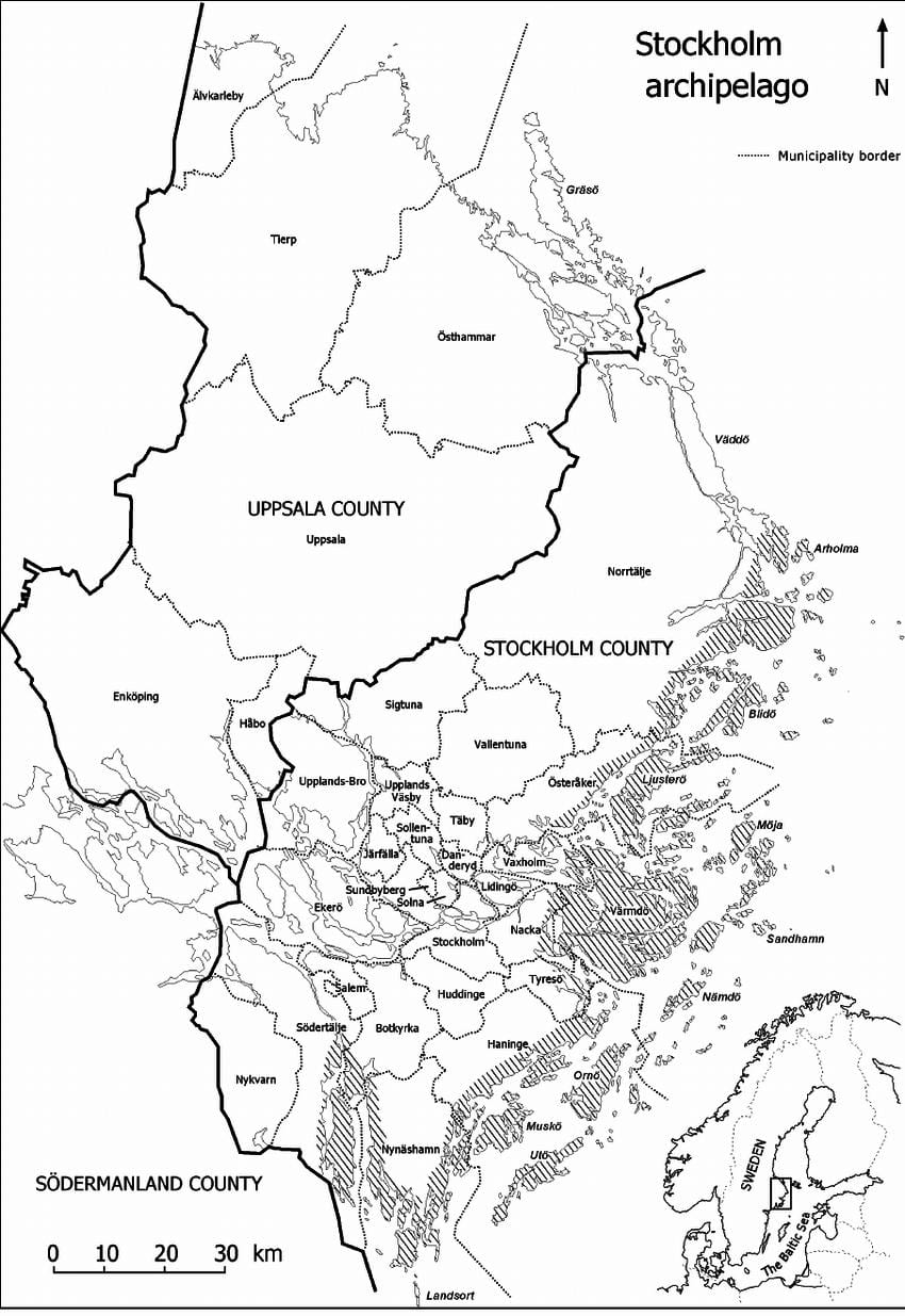 mapa de l'arxipèlag d'Estocolm