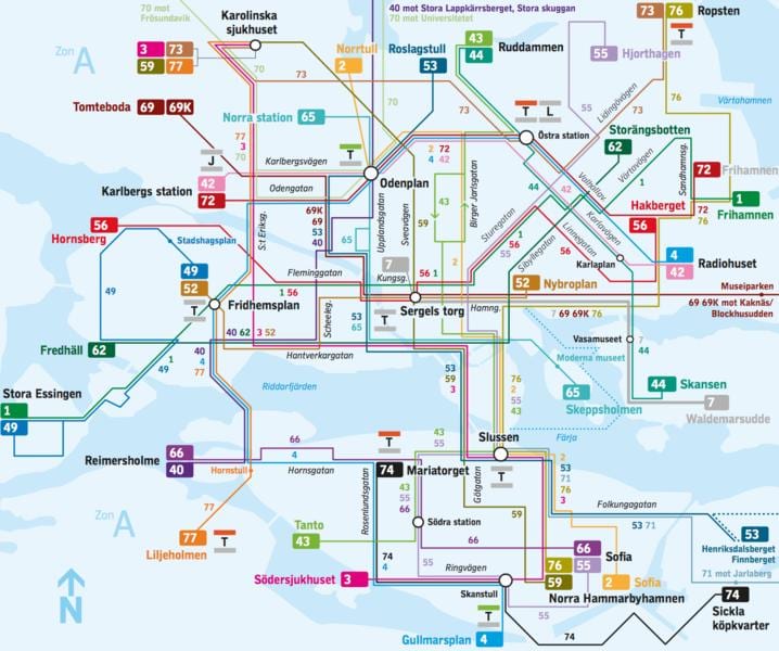 Estocolm línies d'autobús mapa