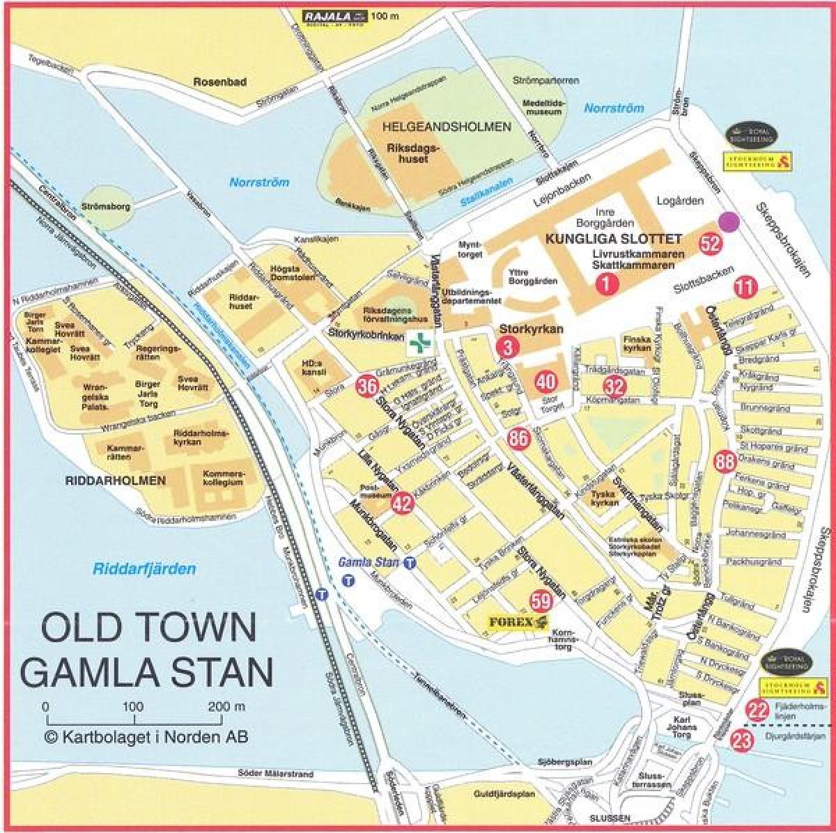 mapa de ciutat vella d'Estocolm, Suècia