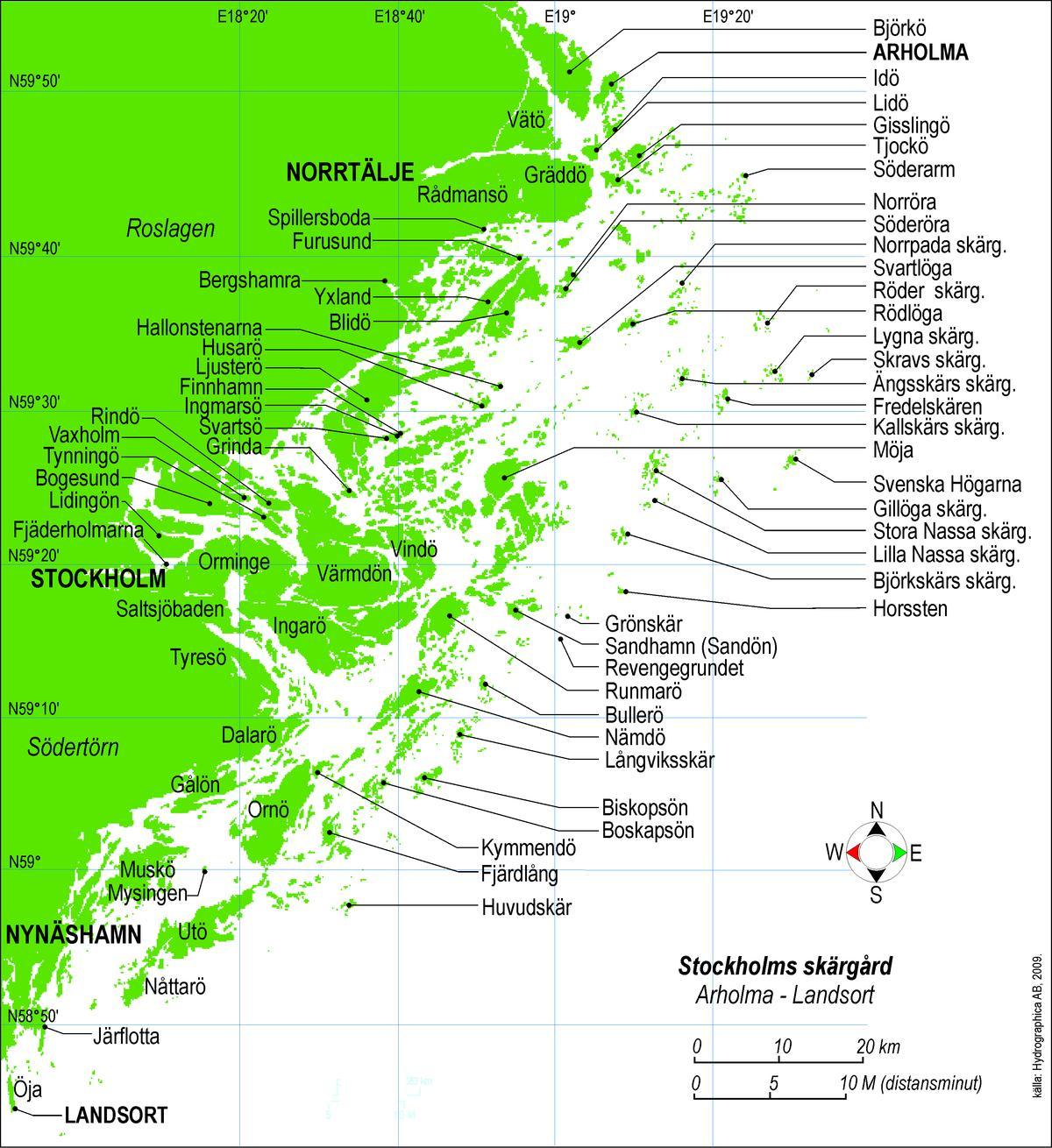 mapa d'Estocolm illes