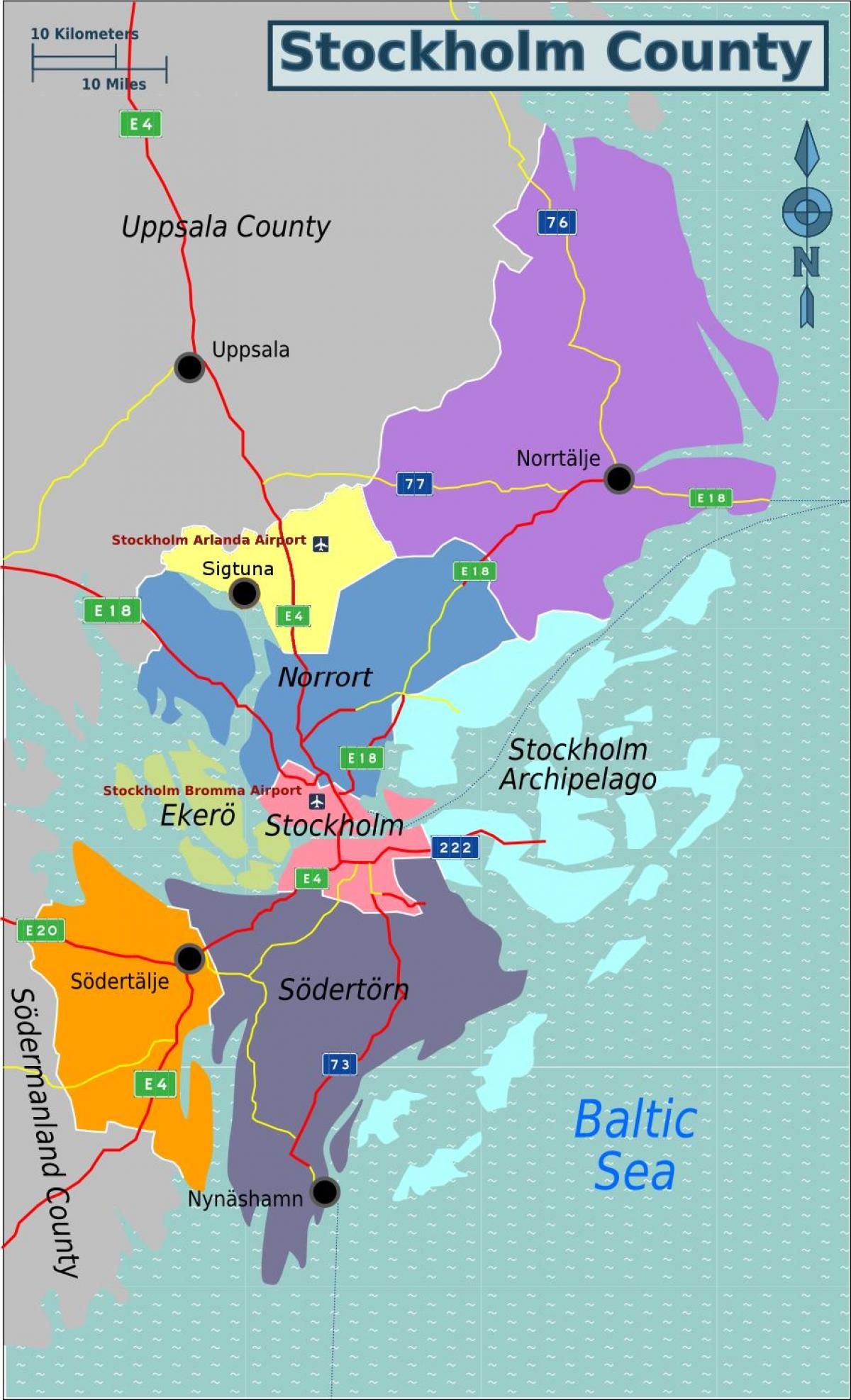 mapa d'Estocolm, Suècia zona