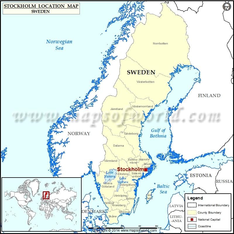 Estocolm en el mapa del món