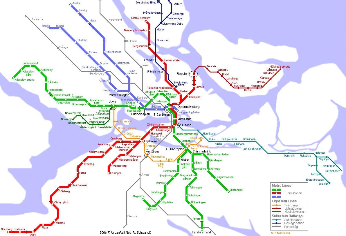 mapa de pendeltåg mapa Estocolm