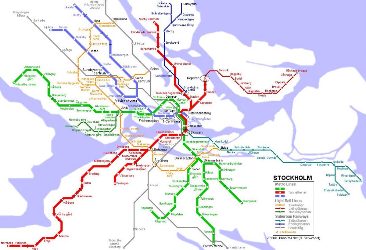 Suècia tunnelbana mapa