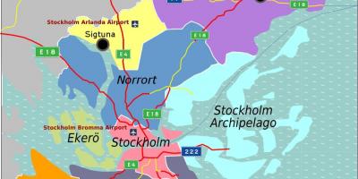 Mapa d'Estocolm, Suècia zona