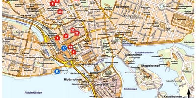 Mapa turístic a Estocolm Suècia